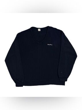 Vtg 70s Champion Holy Cross rayon acrylic navy knit v neck sweater men’s large